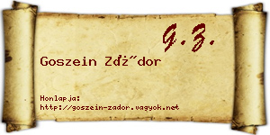 Goszein Zádor névjegykártya